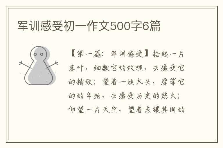 军训感受初一作文500字6篇