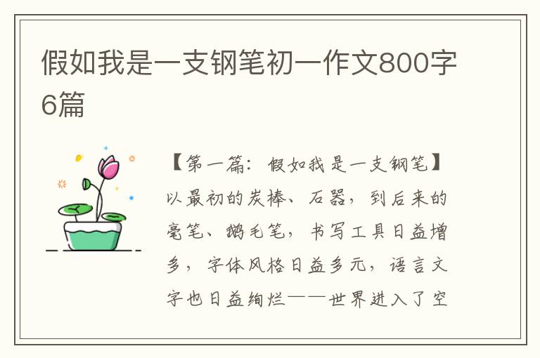 假如我是一支钢笔初一作文800字6篇