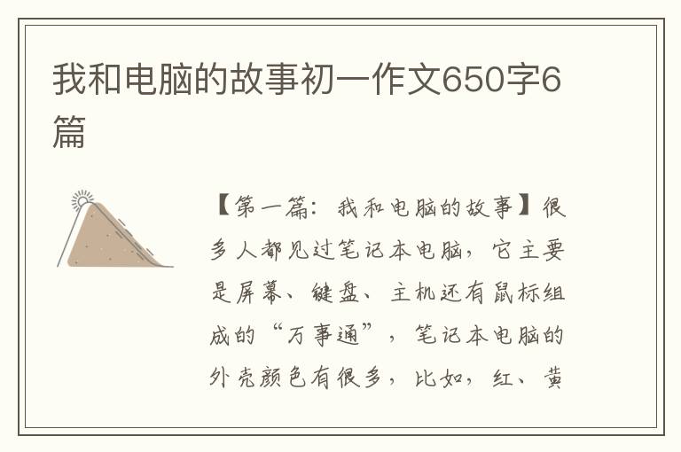 我和电脑的故事初一作文650字6篇