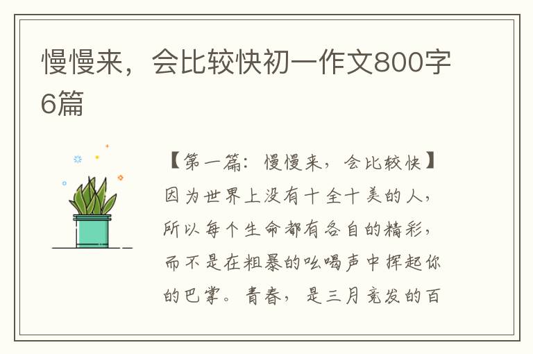 慢慢来，会比较快初一作文800字6篇