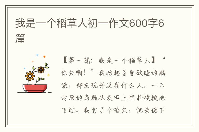 我是一个稻草人初一作文600字6篇